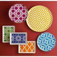 18 Piece 6 Person Colorful Moroccon-Inspired Dinnerware Set