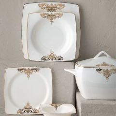 61 Piece Fine Bone Gold Dinnerware, Service for 12