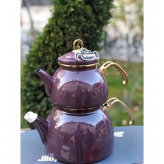 Enameled Turkish Teapot Set Purple