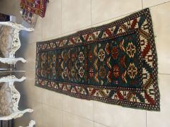 Traditional Handwoven Turkish Kilim Runner Rug, Boho Kilim Deep Sea Green