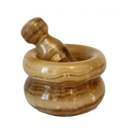 Brown Honey Color Medium Marble Mortar and Pestle - 9x9 - Brown Utensils & Kitchen Gadgets, Marble Utensils & Kitchen Gadgets