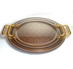 2-Piece Oval Non-tarnish Silver Tray 