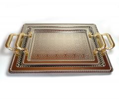 2-piece Rectangular Non-tarnish Silver Tray