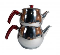 Steel Turkish Teapot Set with Red Handle