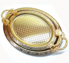 Gold 2-Piece Oval non-tarnish Tray