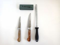 100% ORIGINAL 3-PIECE KNIFE SET WITH SHARPENING ROD