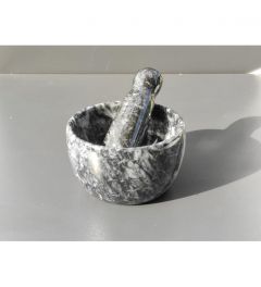 Bursa Black Marble Mortar and Pestle - 8x8 - Grey Utensils & Kitchen Gadgets