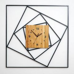 Wood-Metal Wall Clock  - 69x69 - Wooden Wall Clocks, Wood Wall Clocks