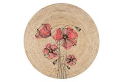 Red Poppy Jute Knitted Carpet Straw Circle Rug | Loftry