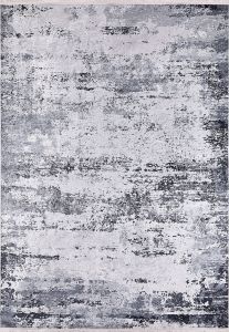 Modern Grey and Anthracite Strokes Pattern Washable Area Rug