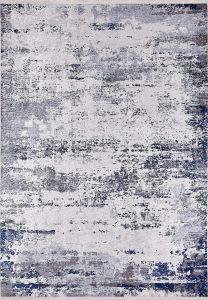 Modern Grey and Blue Washable Area Rug