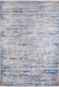 Modern Blue and Grey Washable Area Rug