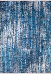 Modern Blue Wave Pattern Washable Area Rug