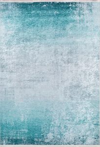 Modern Turquoise Washable Area Rug