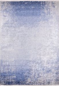 Modern Blue Washable Area Rug