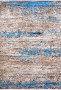 Modern Brown and Blue Washable Area Rug