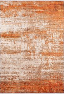 Modern Orange and Beige Washable Area Rug