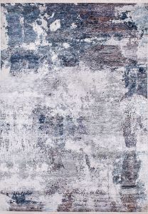 Modern Grey and Dark Blue Washable Area Rug