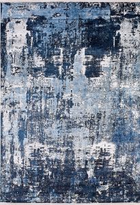 Modern Blue and Dark Blue Washable Area Rug