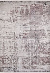 Modern Beige and Burgundy Washable Area Rug