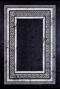 Modern Frame Black and Grey Washable Area Rug