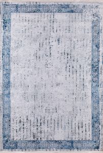 Modern Frame Blue Washable Area Rug