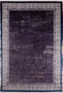 Modern Frame Purple Washable Area Rug