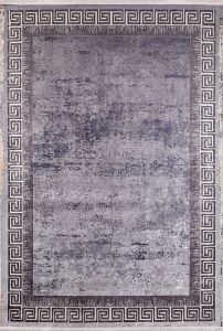 Modern Frame Anthracite Washable Area Rug