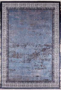 Modern Frame Dark Blue Washable Area Rug