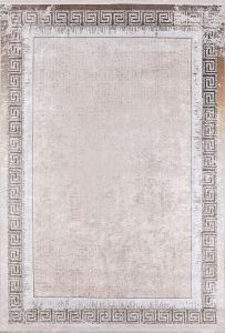 Modern Frame Beige and Copper Washable Area Rug