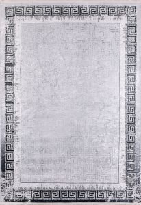 Modern Frame Light Grey Washable Area Rug