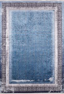 Modern Frame Dark Blue Washable Area Rug