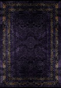 Modern Frame Black and Purple Washable Area Rug