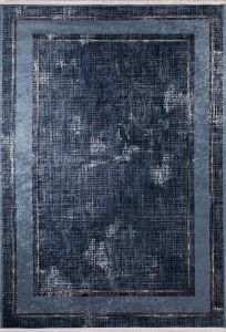 Modern Frame Indigo Washable Area Rug