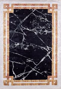 Modern Black Washable Area Rug