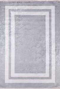 Modern Frame Design Grey Washable Area Rug