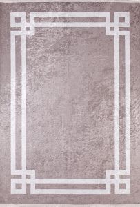 Modern Frame Design Beige Washable Area Rug