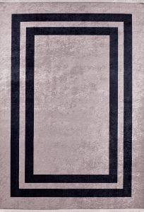 Modern Geometric Design Black and Copper Washable Area Rug