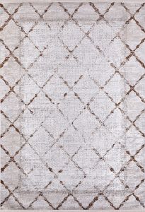 Modern Lined Beige and Copper Washable Area Rug
