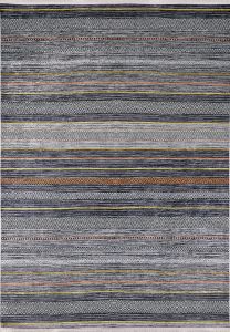 Modern Stripe Anthracite Washable Area Rug