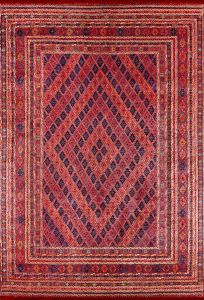 Ethnic Red Washable Area Rug