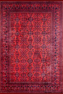 Ethnic Afghan Red Washable Area Rug