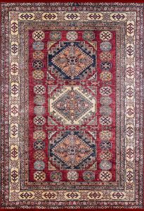 Ethnic Pattern Red Washable Area Rug