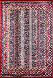 Ethnic Stripe Red Washable Area Rug