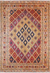 Ethnic Red and Yellow Washable Area Rug