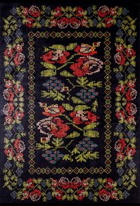 Karabakh Flowers Black Washable Area Rug