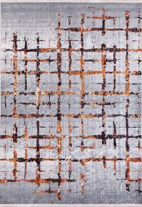 Lofto Modern Gray and Copper Color Washable Carpet