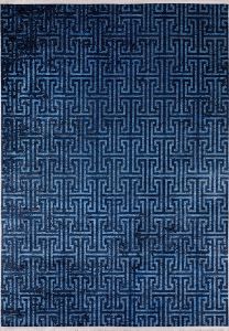 Lofto Modern Navy Blue and Blue Color Pattern Washable Carpet