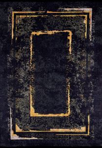 Lofto Modern Black and Gold Color Washable Carpet