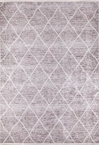 Modern Cream Brown Detailed Washable Carpet